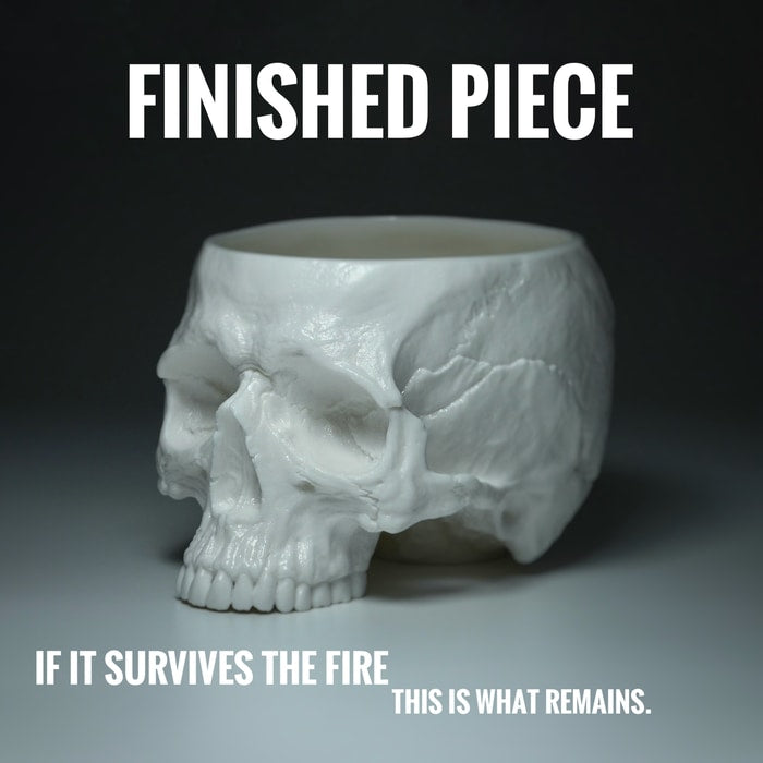 The finished porcelain skull bowl