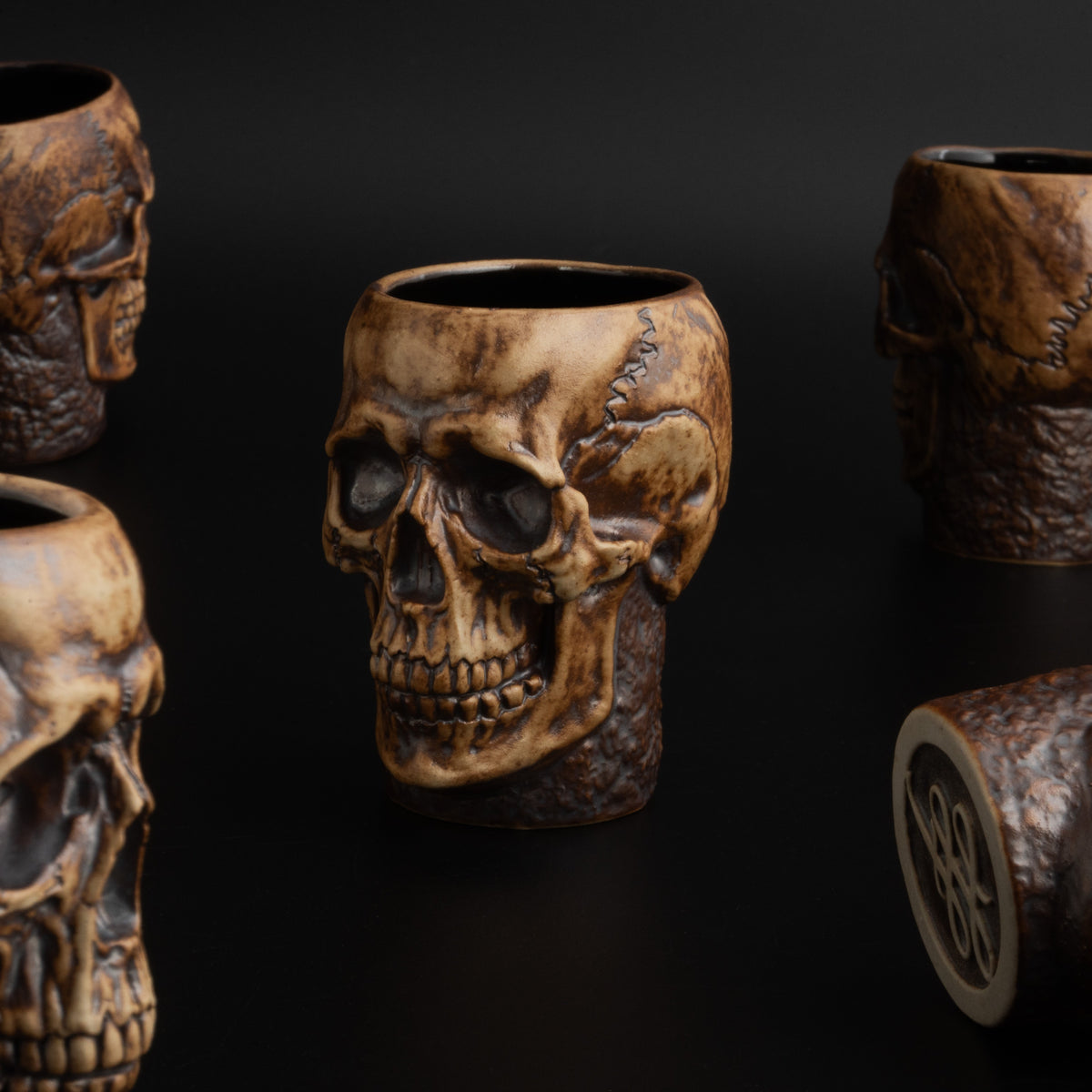 Red Iron Oxide Ritual Shot - skull shot glass