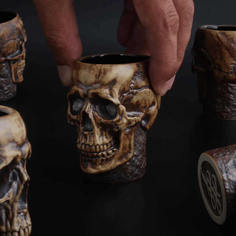 Red Iron Oxide Ritual Shot - skull shot glass