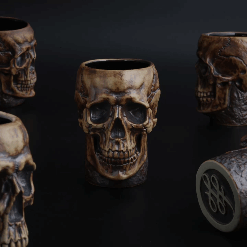 Red Iron Oxide Ritual Shot - skull shot glass